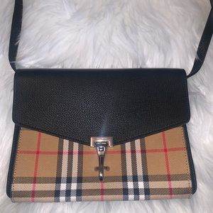 BURBERRY Canvas Black Leather Macken Crossbody Bag